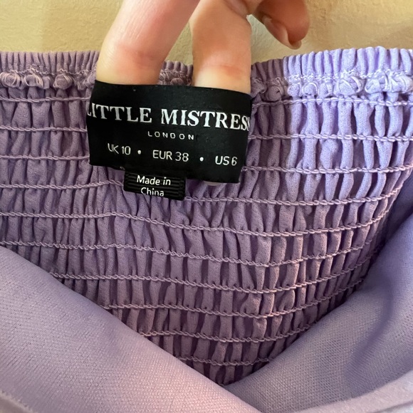 Little Mistress bandeau flare dress in lilac - Picture 8 of 9